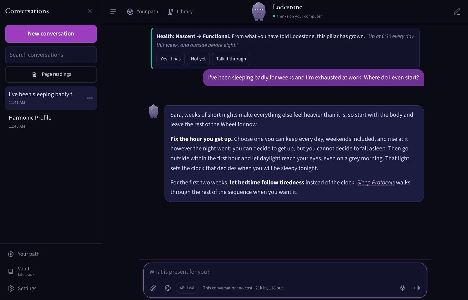 Lodestone on a computer: a question about sleep and its answer, with a Wheel proposal above
